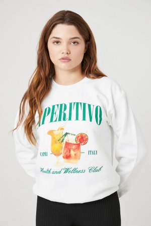 Флисовый пуловер с графическим рисунком Aperitivo , белый Forever 21