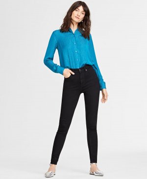 Женские джинсы скинни с высокой посадкой, стандартной и короткой длины , черный On 34th