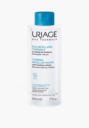 Мицеллярная вода Uriage Очищающая для нормальной и сухой кожи, 500 мл. Цвет: белый