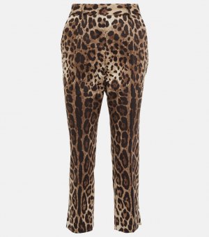 Укороченные брюки из смесового хлопка с леопардовым принтом, разноцветный Dolce&Gabbana