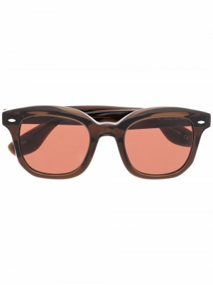 Солнцезащитные очки в квадратной оправе Brunello Cucinelli. Цвет: коричневый