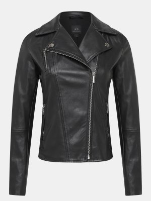 Кожаная куртка Armani Exchange. Цвет: черный