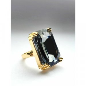 Печатка кольцо с крупным кристаллом, кристалл, черный ( Verba ). Цвет: черный