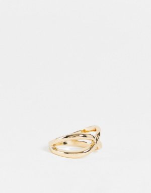Золотистое кольцо с перекрестным дизайном -Золотистый DesignB London