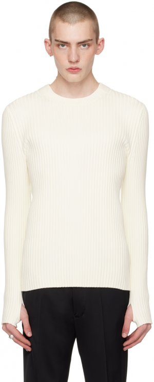 Бело-белый свитер с вырезом Helmut Lang