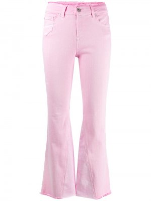 Расклешенные джинсы с бахромой Don't Cry. Цвет: розовый