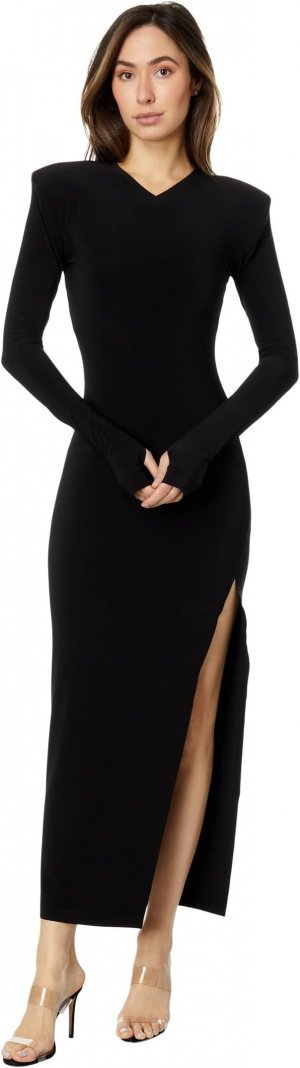 Платье с длинными рукавами и подплечниками разрезом по бокам , черный Norma Kamali