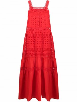 Длинное платье с перфорацией Ermanno Scervino. Цвет: красный