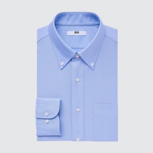 Рубашка из негладкого джерси с длинными рукавами , синий Uniqlo