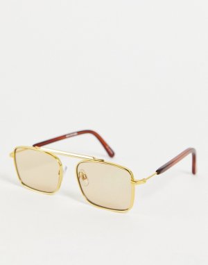 Солнцезащитные очки в стиле унисекс металлической золотистой оправе с плоской планкой Jodrell-Золотистый Spitfire