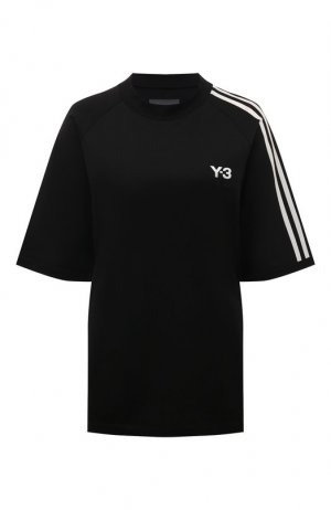 Хлопковая футболка Y-3. Цвет: чёрный