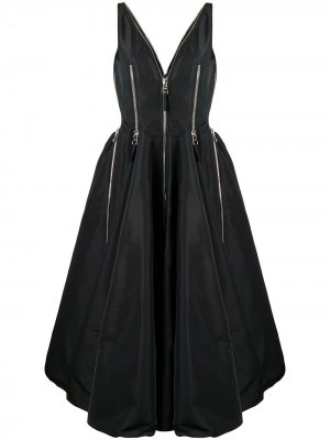 Платье А-силуэта на молнии Alexander McQueen. Цвет: черный