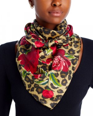 Шелковый шарф Leopard Garden Square , цвет Brown Echo