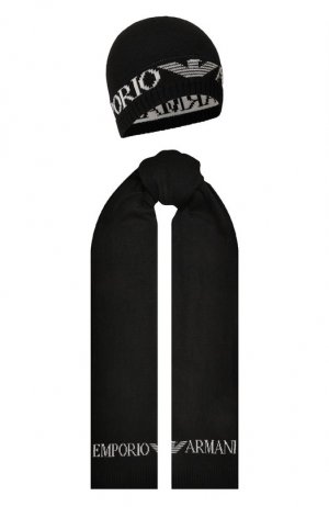 Комплект из шапки и шарфа Emporio Armani. Цвет: чёрный