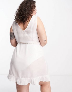 Белое пляжное платье с запахом Simply Be