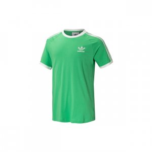 Футболка Originals Trefoil с 3 полосками, повседневная спортивная полосатая коротким рукавом, мужские топы, флуоресцентно-зеленый H37758 Adidas
