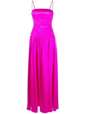 Атласное платье со сборками Rochas. Цвет: розовый