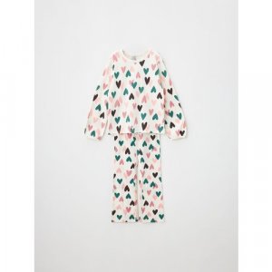 Пижама , лонгслив, брюки, размер 146/152, мультиколор Sela. Цвет: мультиколор/микс