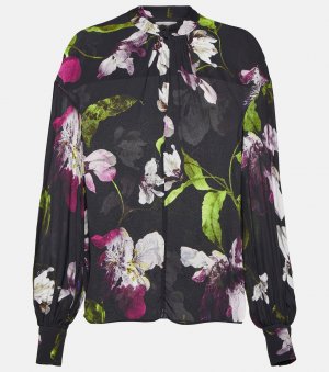 Блуза из крепа с цветочным принтом , черный Erdem