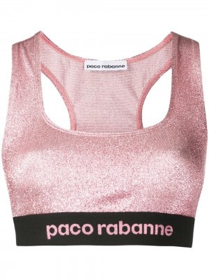 Спортивный бюстгальтер с логотипом Paco Rabanne. Цвет: розовый
