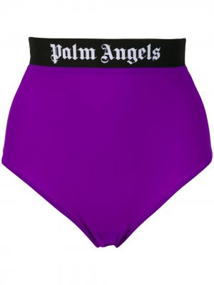 Трусы-брифы с завышенной талией и логотипом Palm Angels. Цвет: фиолетовый