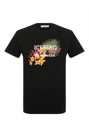 Хлопковая футболка Iceberg. Цвет: чёрный