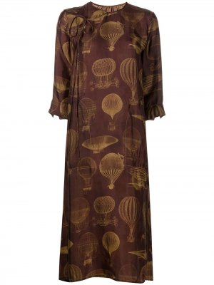 Hot-air balloon print midi dress Uma Wang. Цвет: коричневый