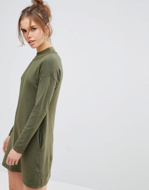 Свободное вязаное платье с высоким воротом -Зеленый Jack Wills