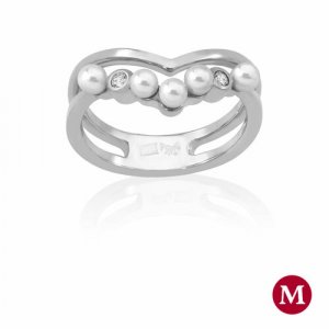 Перстень ARABESQUE , серебро, 925 проба, родирование, размер 17.5, серебряный Majorica. Цвет: серебристый/серебряный