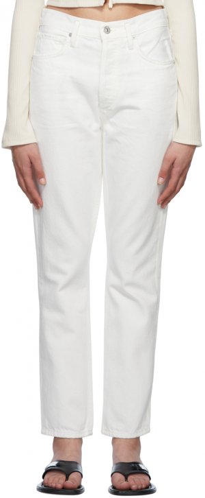 Белые прямые джинсы с высокой посадкой Citizens of Humanity