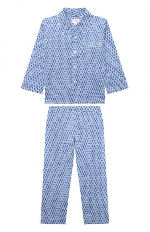 Хлопковая пижама Derek Rose. Цвет: голубой