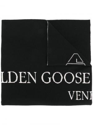 Трикотажный шарф с логотипом Golden Goose Deluxe Brand. Цвет: чёрный