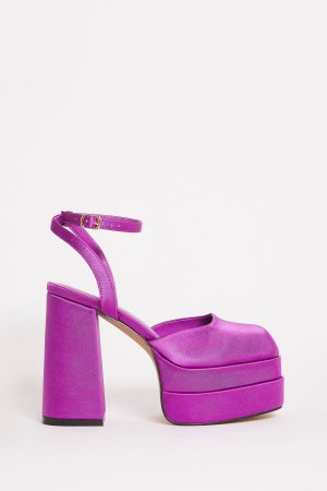 Пурпурно-розовые туфли на платформе с квадратными носами для очень широкой стопы , розовый Simply Be