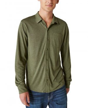Мужская трикотажная рубашка с длинным рукавом и пуговицами спереди , зеленый Lucky Brand
