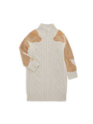 Платье-свитер из шерсти и кашемира для маленьких девочек , бежевый Burberry