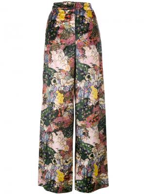 Бархатные широкие брюки Bertie с цветочным принтом Erdem