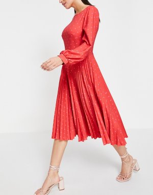 Золотистое платье со складками Closet-Красный Closet London