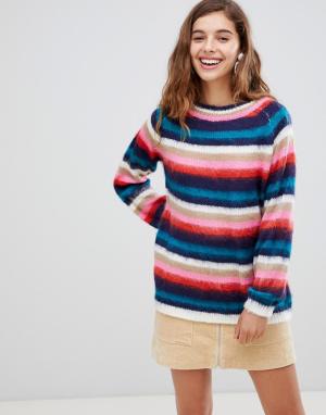 Пушистый вязаный свитер в полоску Willow & Paige-Мульти and Paige
