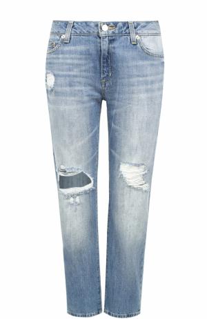 Укороченные джинсы прямого кроя с потертостями MICHAEL Kors. Цвет: синий