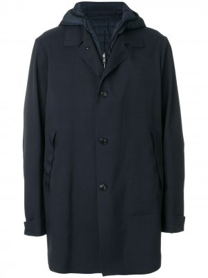 Однобортная куртка со стеганой вставкой Liska. Цвет: синий