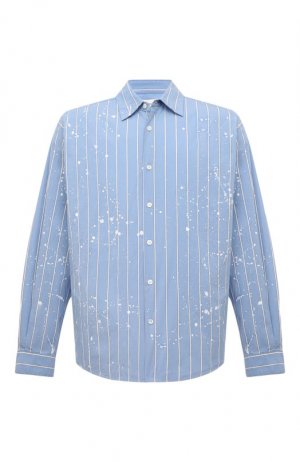Хлопковая рубашка Laneus. Цвет: голубой
