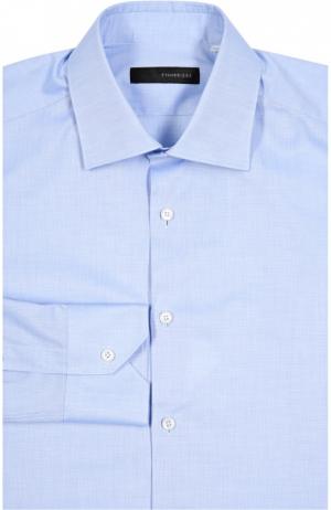 Приталенная сорочка с воротником кент Stanbridge. Цвет: голубой