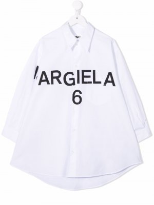 Рубашка с логотипом MM6 MAISON MARGIELA KIDS. Цвет: белый