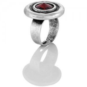 Кольцо - перстень с красным кристаллом, искусственно состаренное L'attrice di base. Цвет: серебристый/красный