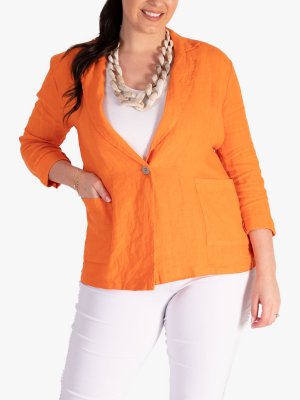 Льняная куртка с кружевной спинкой, оранжевый chesca