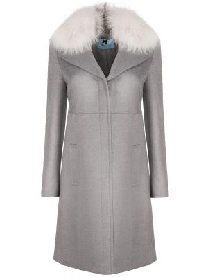 Шерстяное пальто Blumarine. Цвет: серый