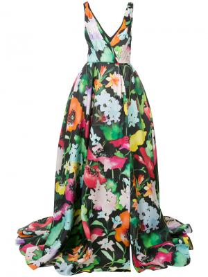 Длинное платье с цветочным принтом Monique Lhuillier. Цвет: многоцветный