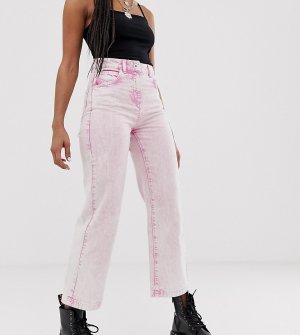 Прямые розовые джинсы с эффектном кислотной стирки COLLUSION x005-Розовый