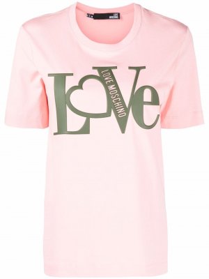 Logo-debossed cotton T-shirt Love Moschino. Цвет: розовый