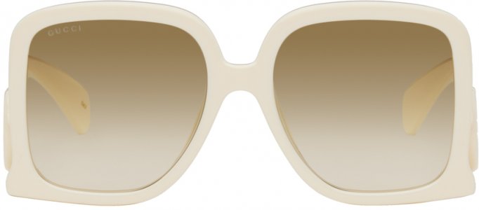 Кремового цвета большие солнцезащитные очки из ацетата с квадратной боковой полоской Gucci